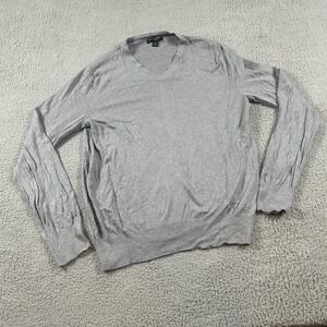 Banana Republic Sweater Mens Large Gray V Neck Silk Cotton Cashmere Lightweight